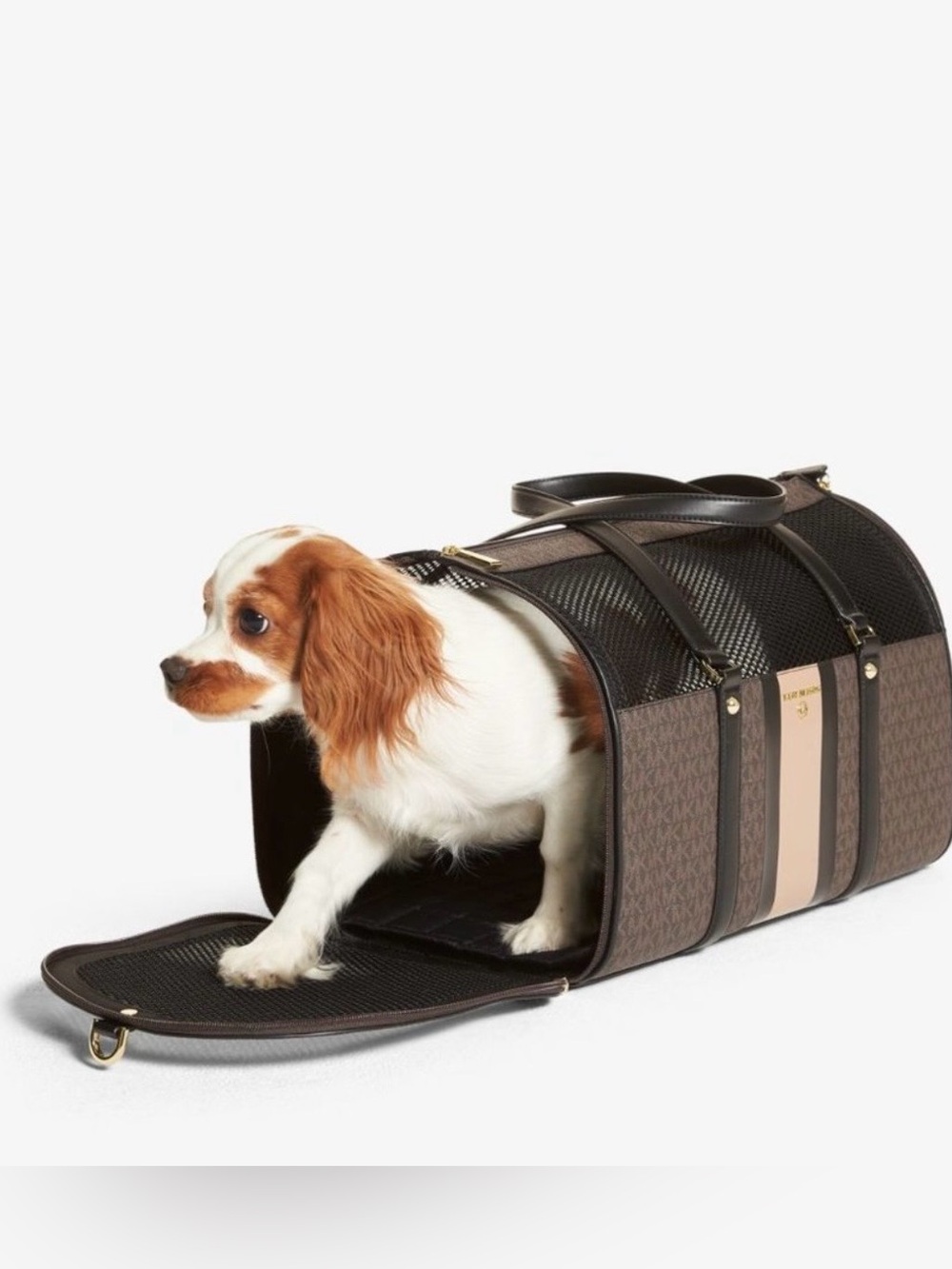 Rare MICHAEL KORS Small Logo Stripe Pet Travel Carrier.